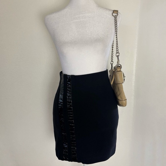 Alberto Makali Black Mini Skirt with Faux Leather Detail | Size S - Picture 1 of 6